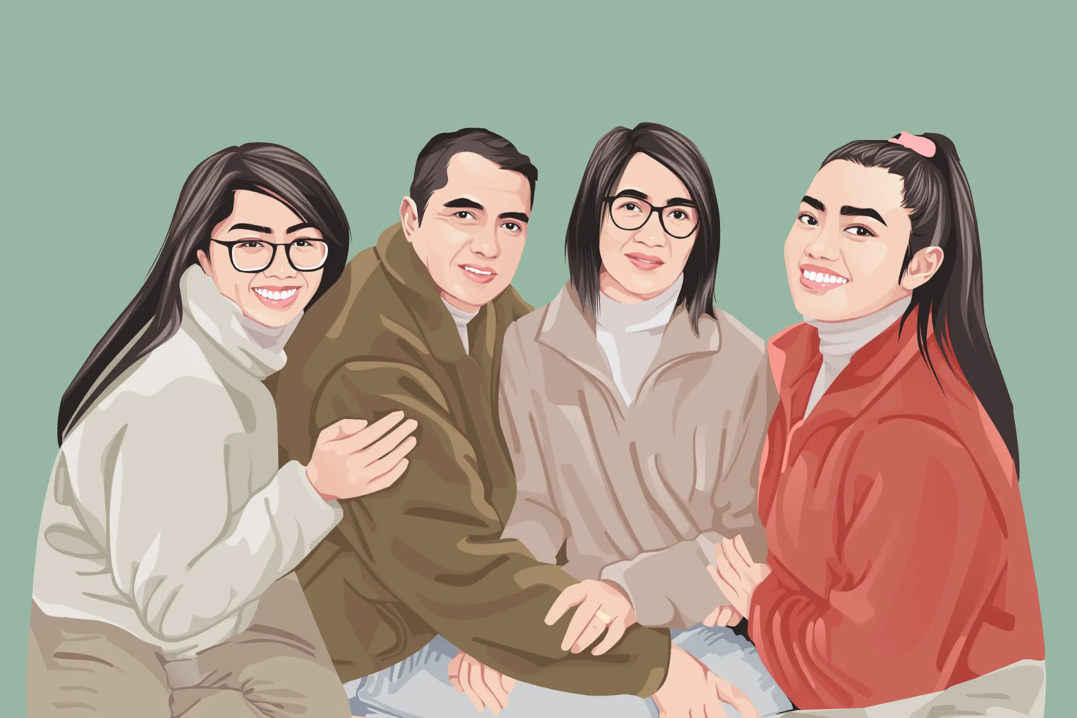 Custom family vector portraits from photos