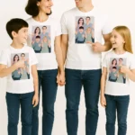 Custom Photo T-Shirt 3 Custom made portrait gift vector family matching gift shirt pick and print