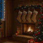 Custom Burlap Christmas Stocking 2 Custom Burlap Christmas Socks Family Vector Portrait pick and print 1