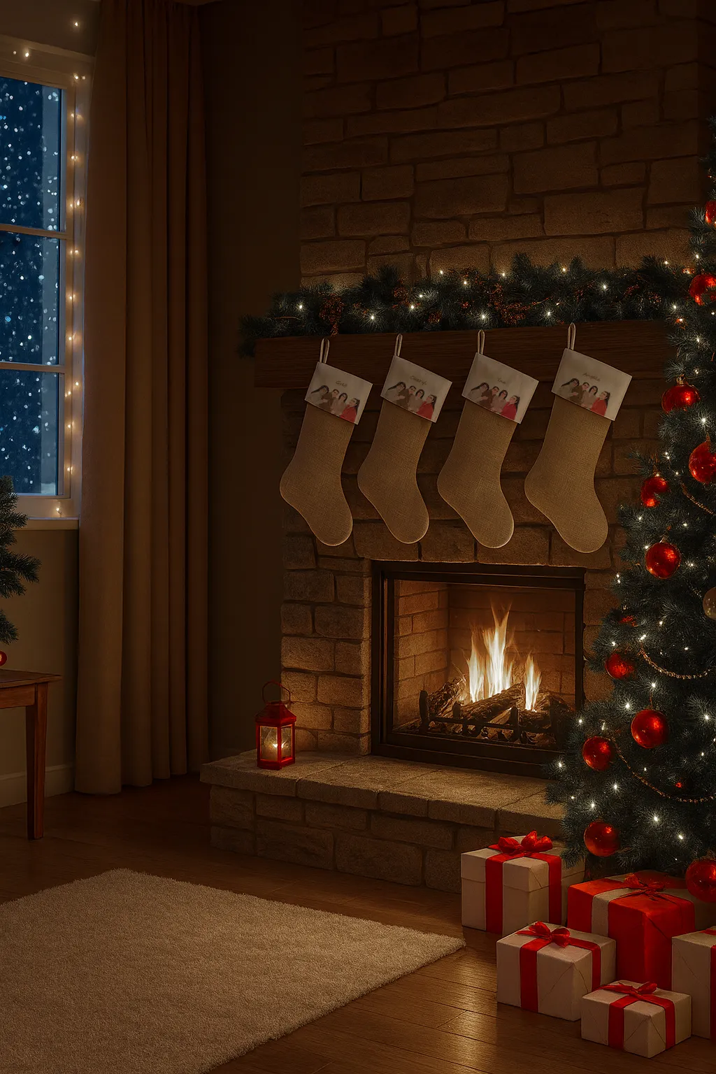 Custom Burlap Christmas Socks Family Vector Portrait pick and print 1