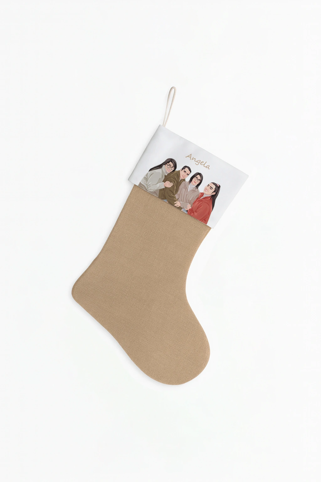 Custom Burlap Christmas Socks Vector Portrait