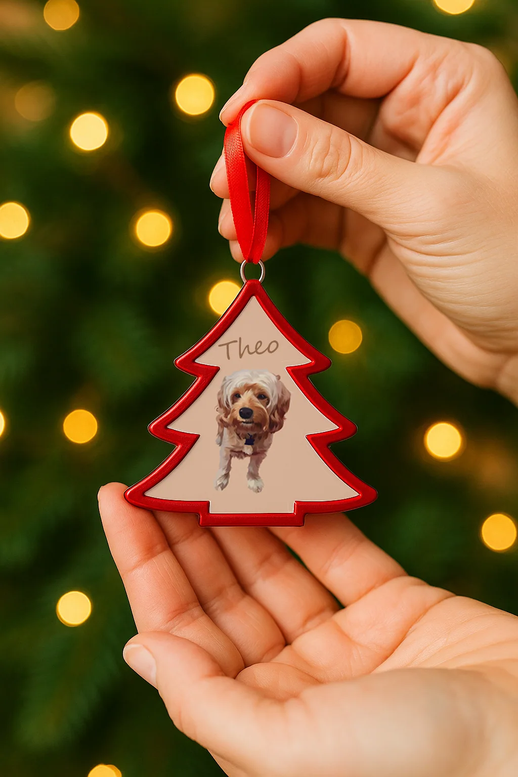 Custom Photo Enamel Metal Christmas Tree Ornament Pick and print V2