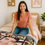 Custom photo throw blanket couple gift bedroom pick and print