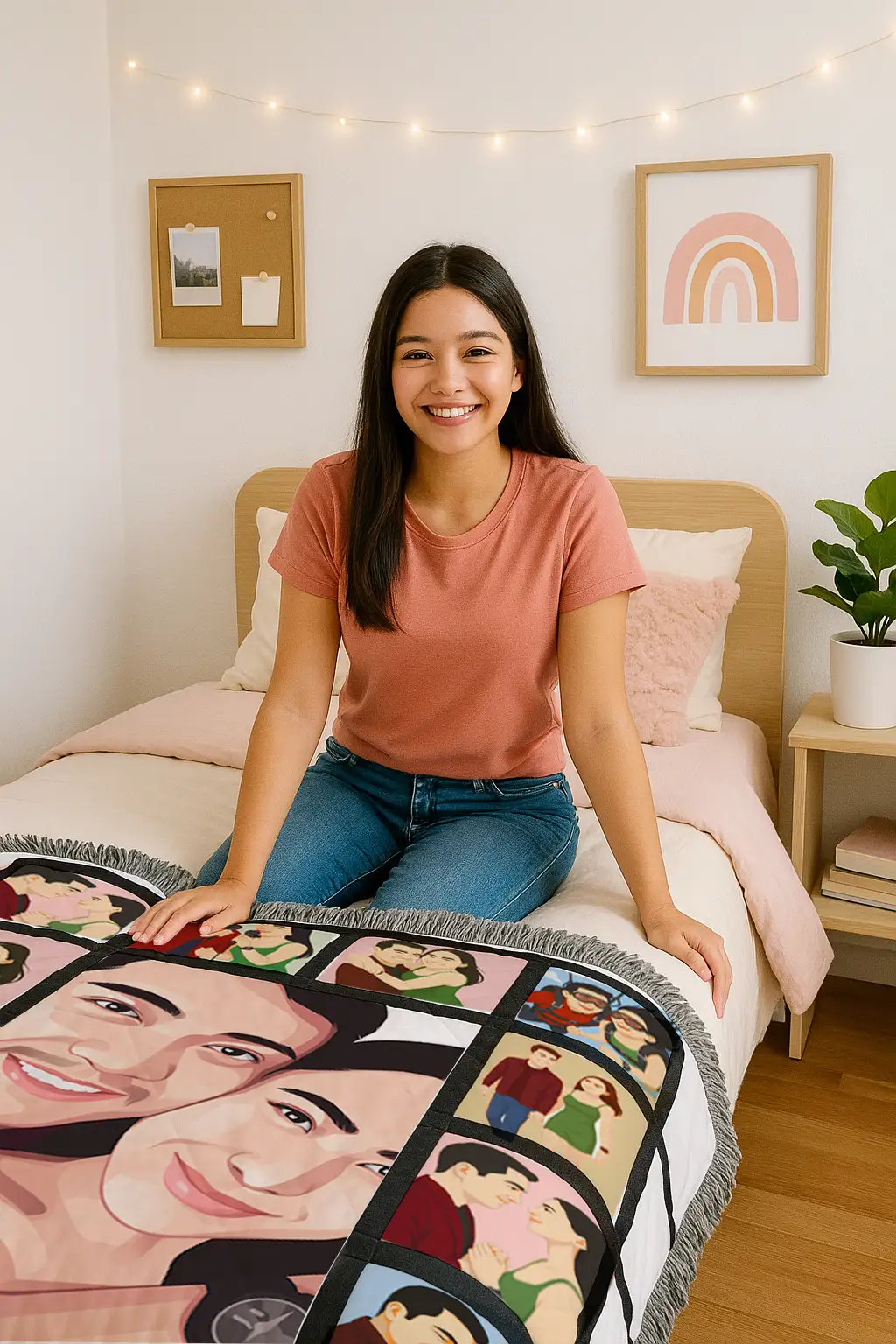 Custom photo throw blanket couple gift bedroom pick and print