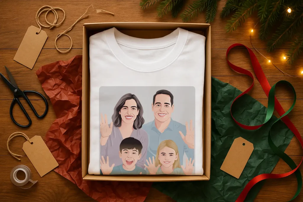 christmas custom photo gifts 2025 photo tshirt vector portrait