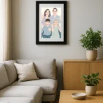 Custom Photo Nordic Black Frame with Mat (Vector Portrait) 2 custom photo frame black nordic frame with vector portrait decoration pick and print