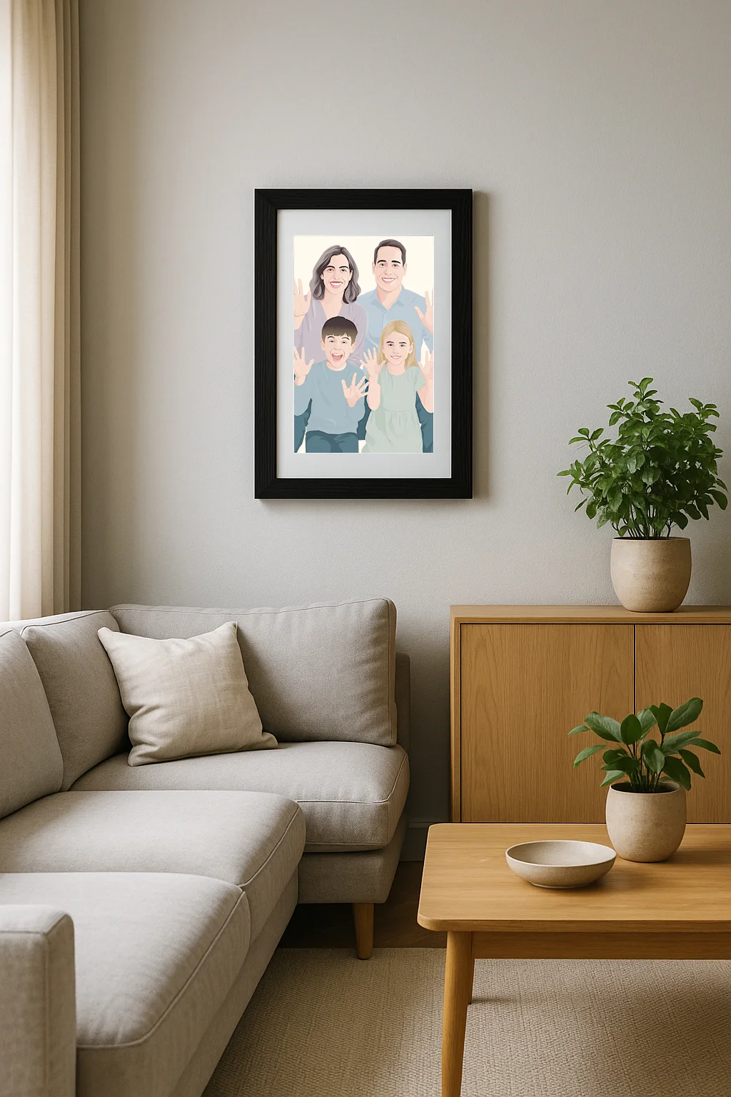 custom photo frame black nordic frame with vector portrait decoration pick and print