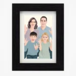 Custom Photo Nordic Black Frame with Mat (Vector Portrait) 1 custom photo frame black nordic frame with vector portrait pick and print 1