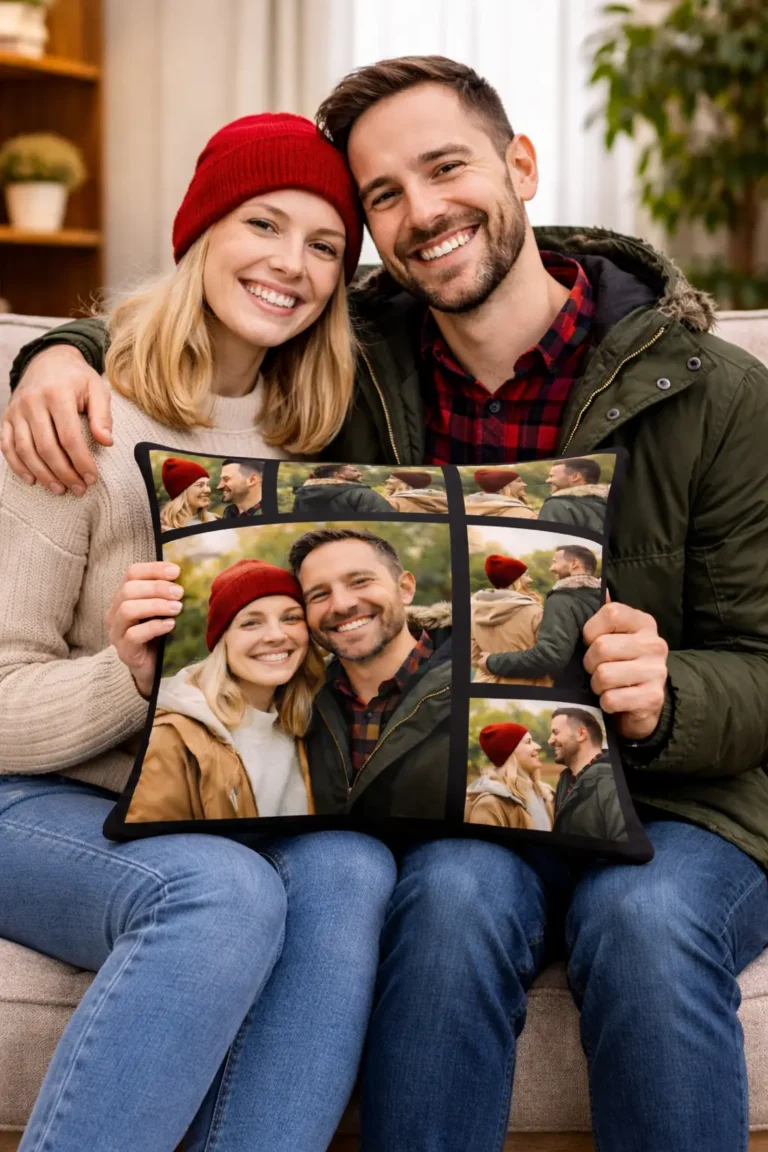 custom photo throw pillow case 6 images vector portrait couple portrait gift pick and print