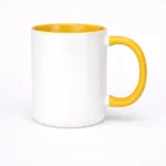 Custom Photo Ceramic Mug Colored Handle Personalized Mug Yellow Pick and print