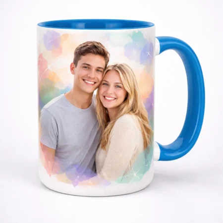 Custom Photo Ceramic Mug Colored Handle