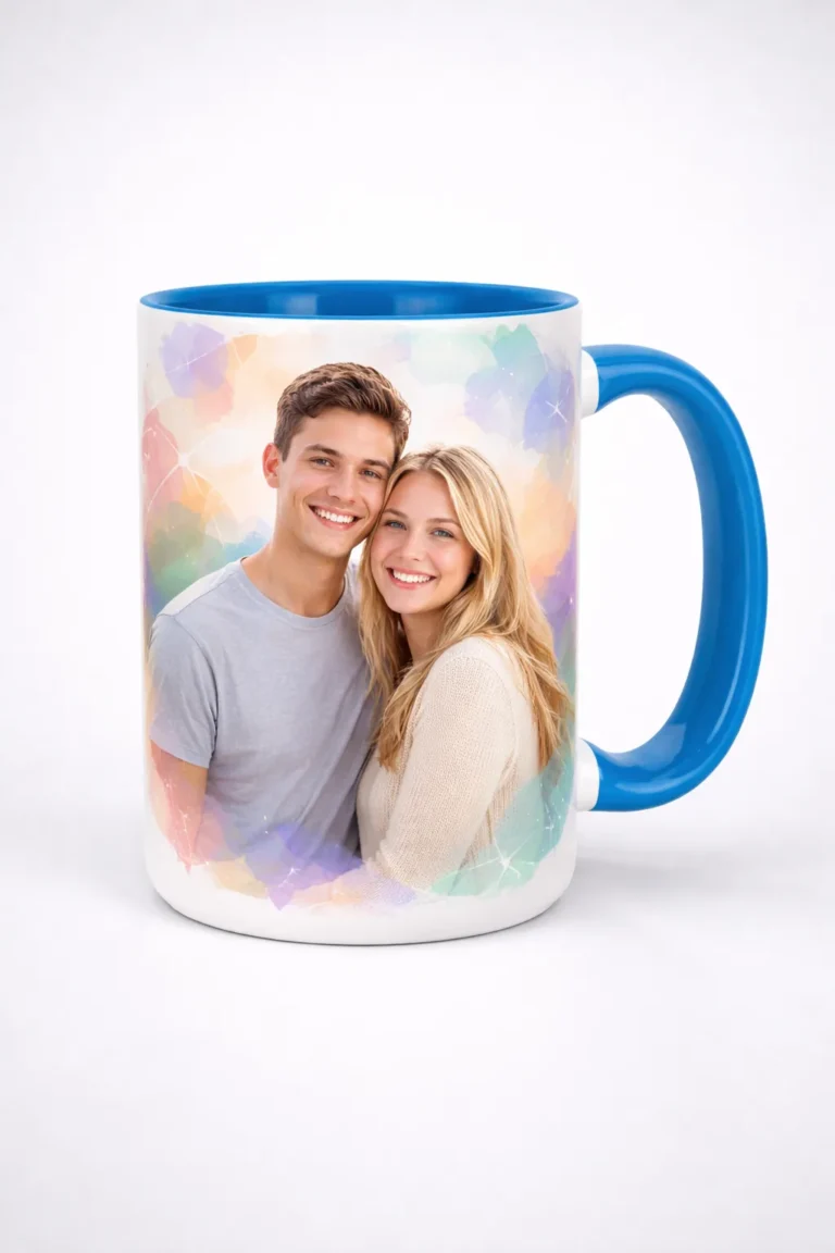 Custom Photo Ceramic Mug Colored Handle - Featured