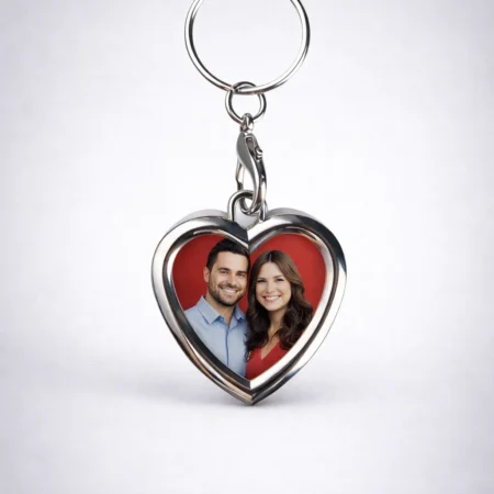Custom Photo Key Chain Heart and Circle Metal