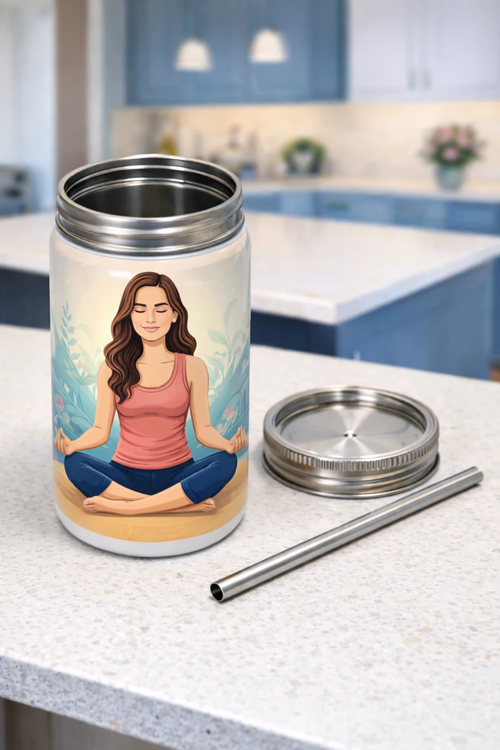 Custom Photo Mason Jar Frosted with straw personalized mason jar vacuum sealed double wall pick and print v2