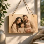 custom photo rectangle wooden door personalized door hanger with jute pick and print v2