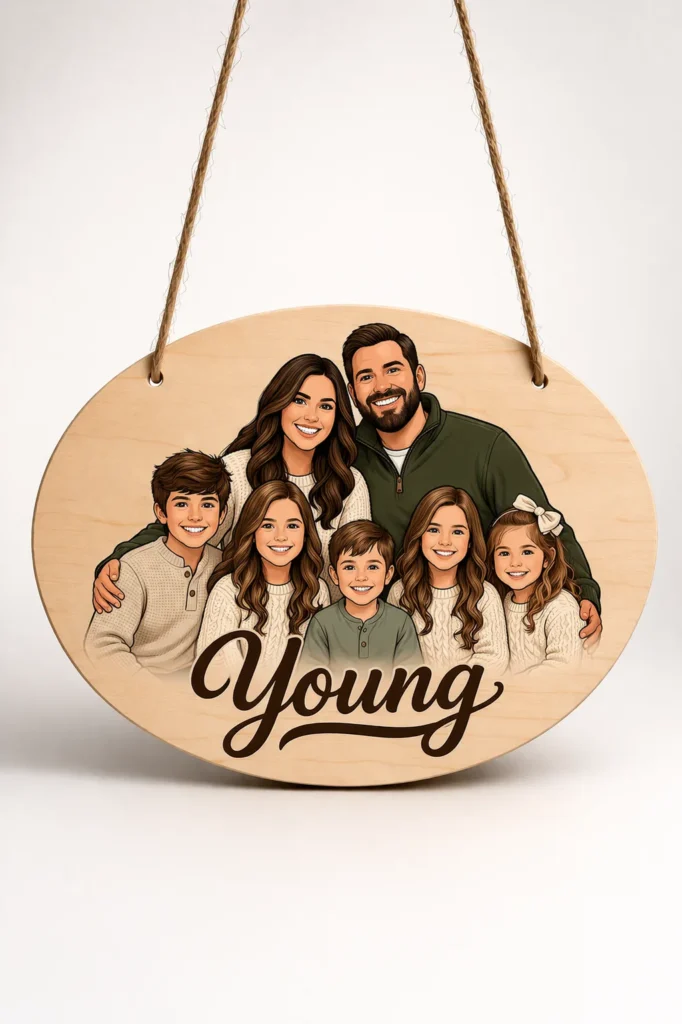 Custom Photo Wooden Door Sign Double-sided natural woodgrain finish - Featured