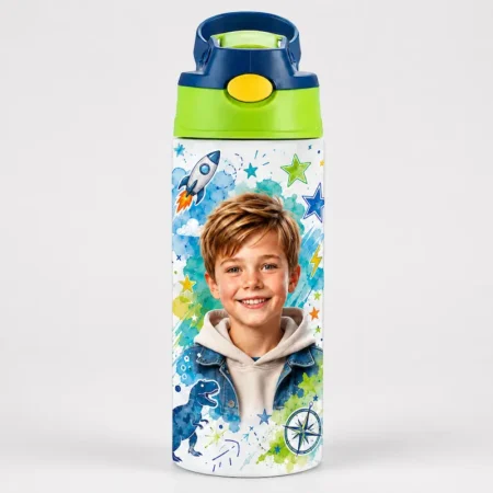 Kids Custom Photo Tumbler Colored Cover 12oz Kids Sublimation Tumbler