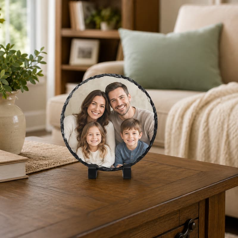 Personalized Round Rock Slate Photo Plaque 2 Personalized Round Rock Slate Photo Plaque - Image 2
