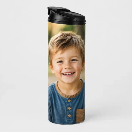 Custom Photo 20 oz White Skinny Tumbler with Built-In Straw Lid