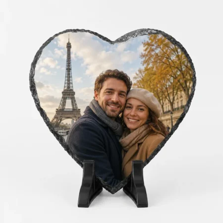 Personalized 6 x 6-Inch Heart Slate Photo Plaque