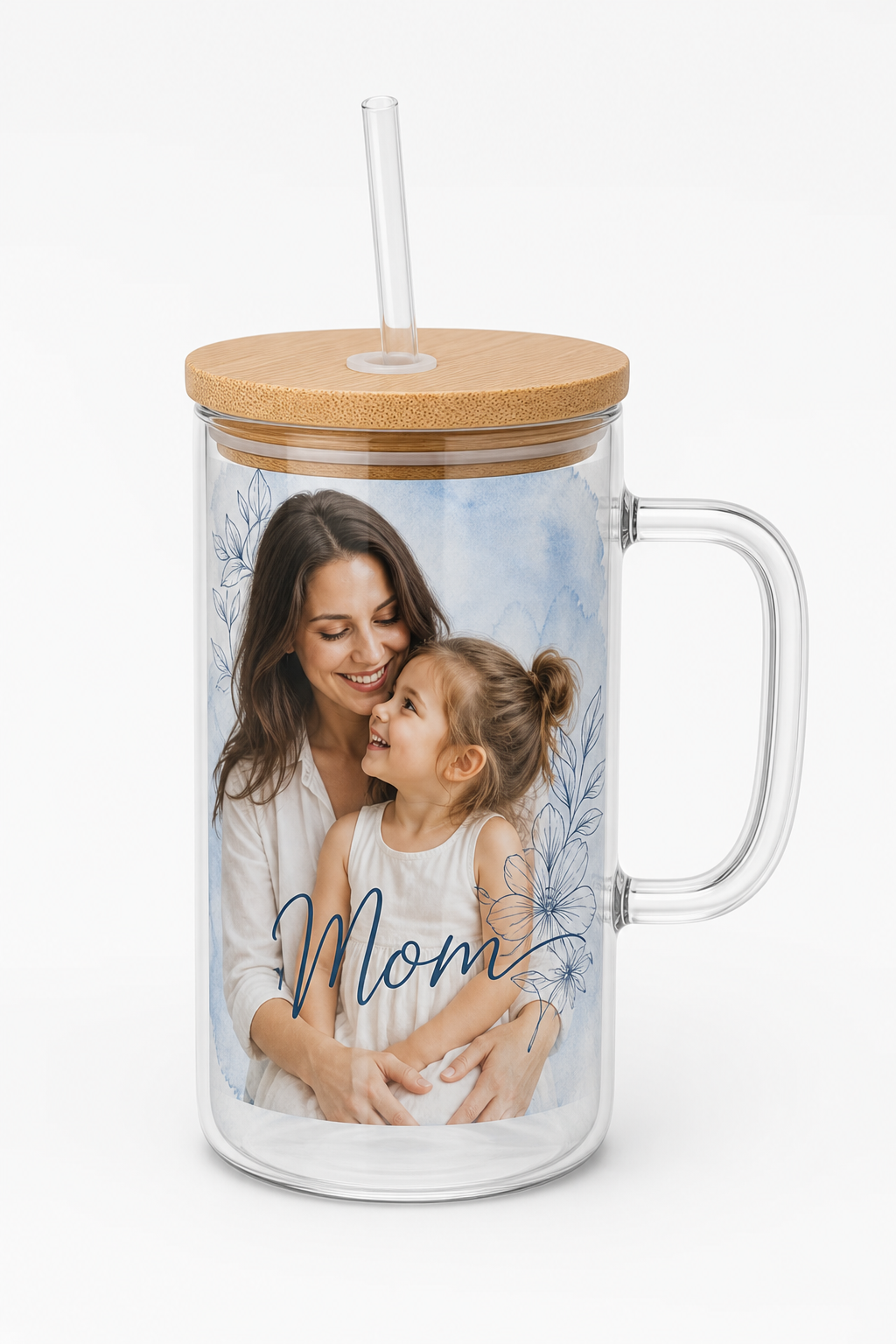 Custom 15oz Glass Coffee Mug Double-Walled 3 Custom 15oz Glitter Globe Glass Coffee Mug - Main image with graphic