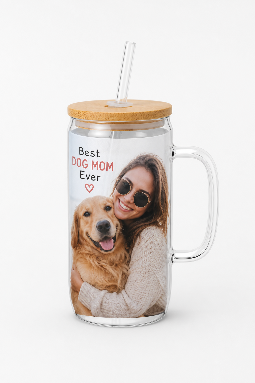 Custom 15oz Glass Coffee Mug Double-Walled 2 Custom 15oz Glitter Globe Glass Coffee Mug - Main image with graphic