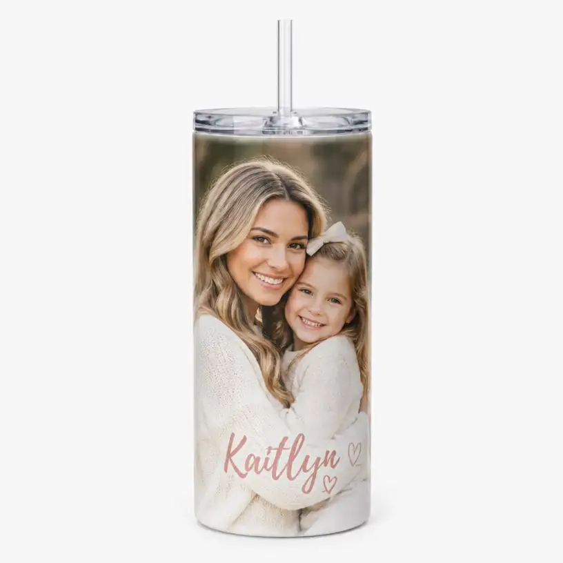 Personalized 12 oz White Skinny Tumbler