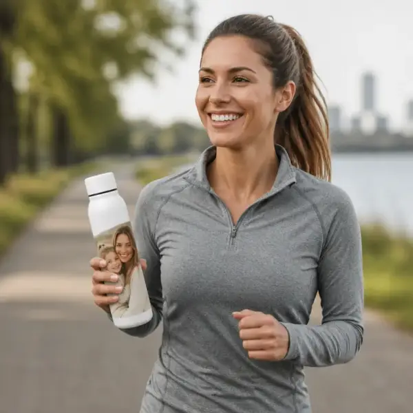 Personalized Photo 17 oz White Sublimation Water Bottle 3 Personalized 17 oz White Sublimation Water Bottle - Lifestyle image