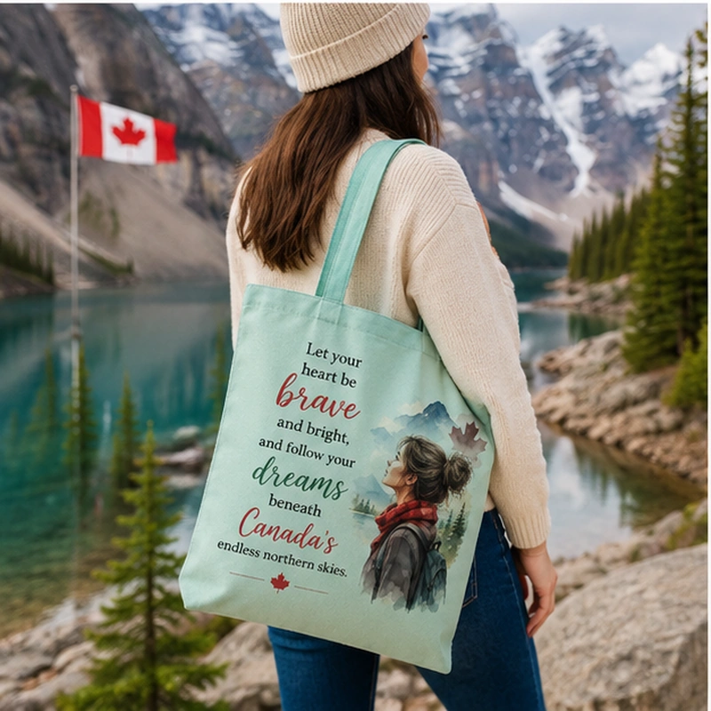 Personalized Canvas Tote Bag with Zipper - Image 2
