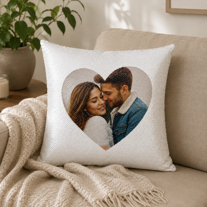 Personalized Photo Sequin Pillow – Custom Reversible Magic Pillow - Image 2