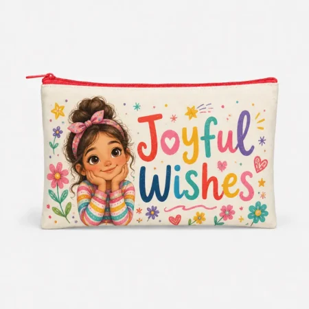 Personalized Beige Canvas Zipper Pouch