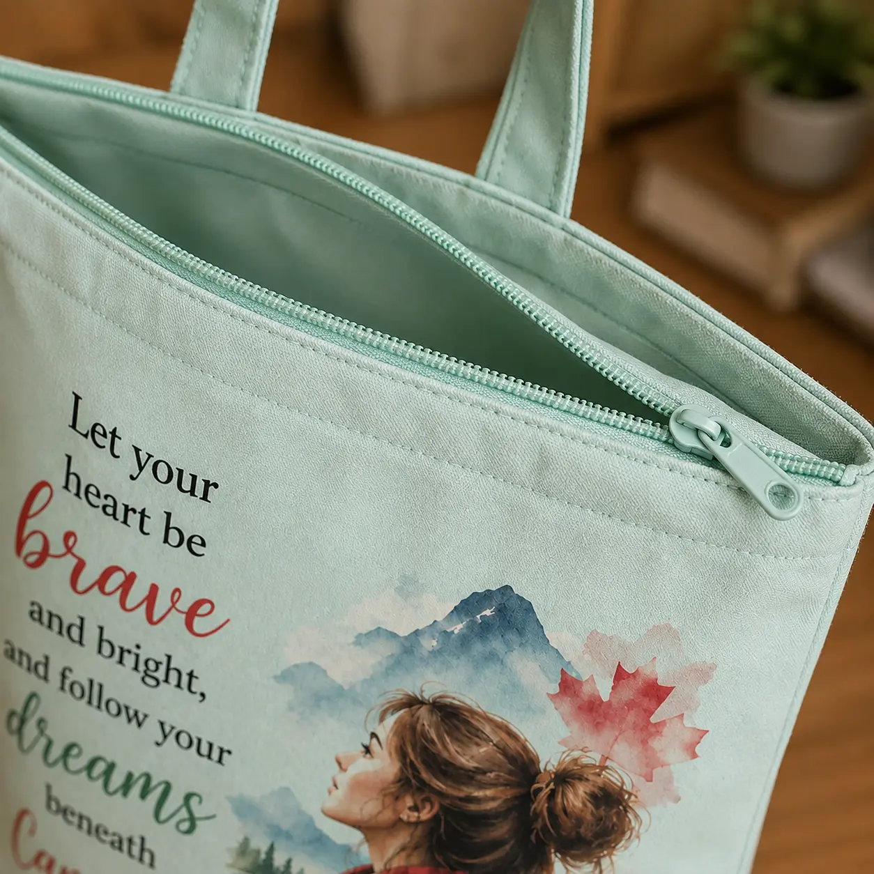 Personalized Canvas Tote Bag with Zipper - Image 3